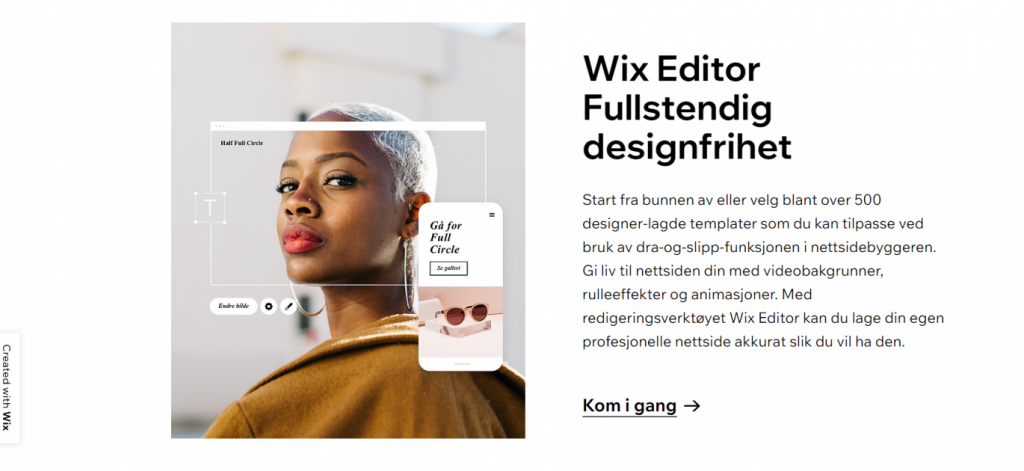 Wix Editor Fullstendig designfrihet