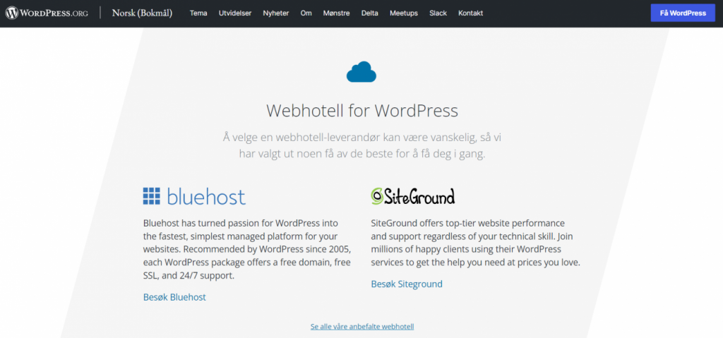 wordpress webhotell
