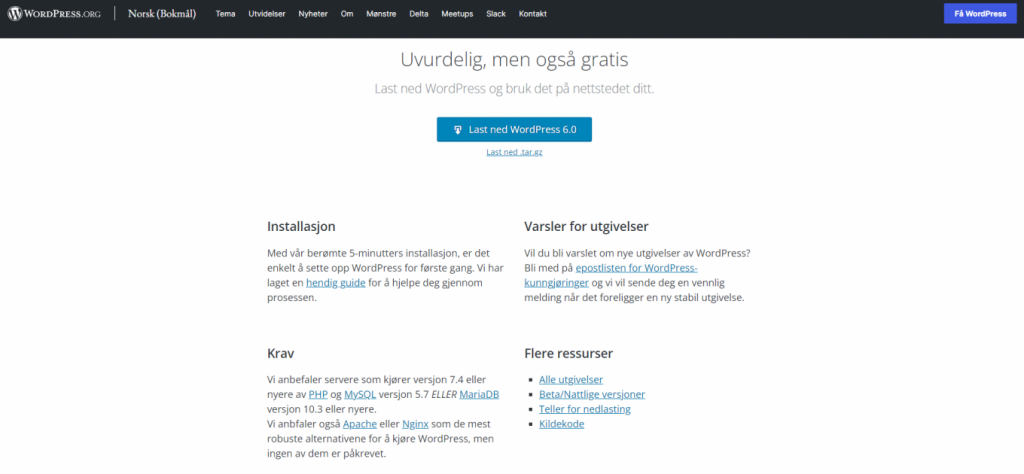 wordpress for norge